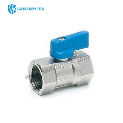 Mini brass ball valve nickel plated FF lever handle