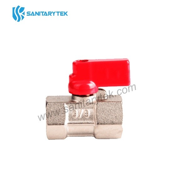 Mini brass ball valve nickel plated FF lever handle