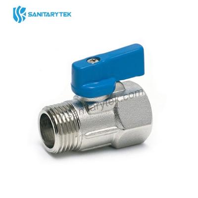 Mini brass ball valve nickel plated FM lever handle