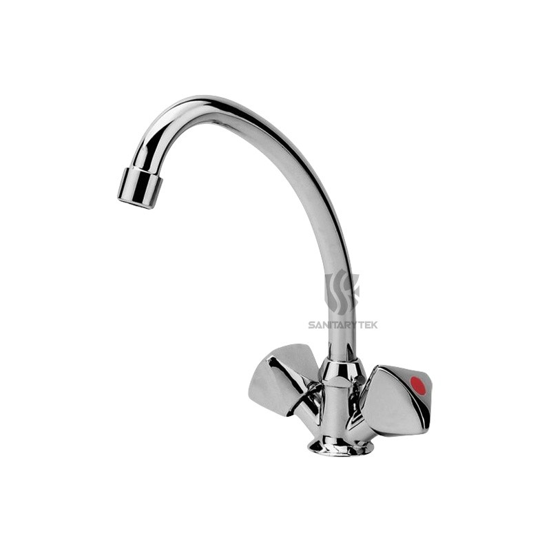 One hole sink mixer with swiveling spout