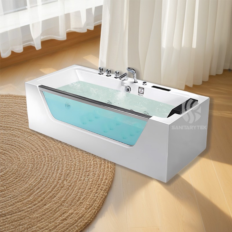 One side clear glass whirlpool hydromassage bathtub - 副本 - Image 2