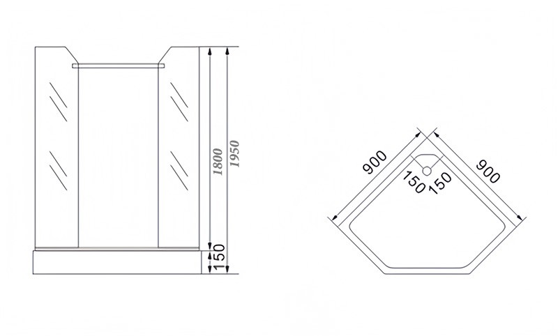 Pentagonal corner shower enclosure - Image 2