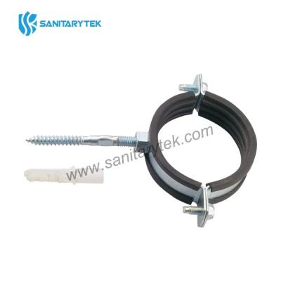 Pipe clamp with rubber and with screw