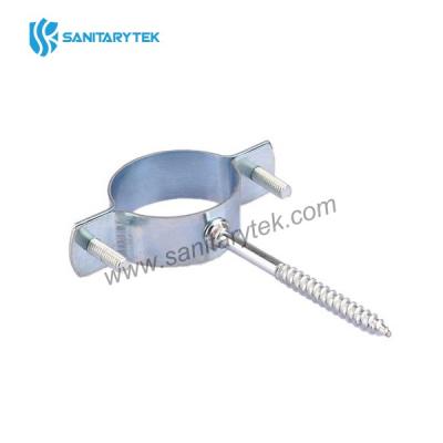 Pipe clamp with welded wood screw, without rubber profile