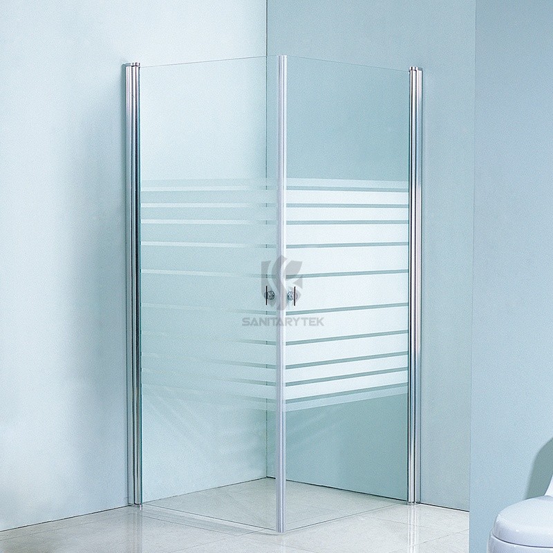 Frameless pivot corner entry wet room shower enclosure