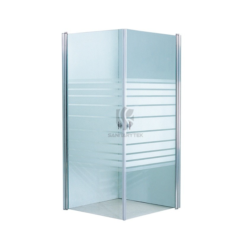 Frameless pivot corner entry wet room shower enclosure