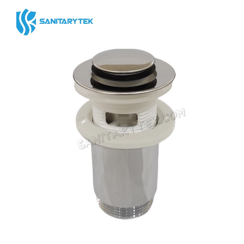 Plastic slotted chrome Click Clack basin push pop-up waste sink plug - Image 2