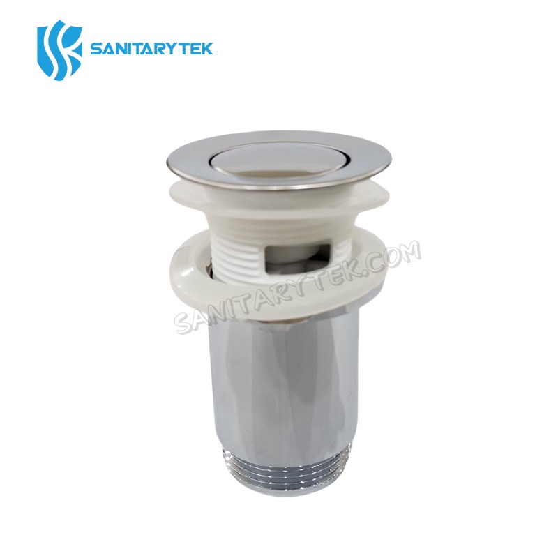 Plastic slotted chrome Click Clack basin push pop-up waste sink plug - Image 4
