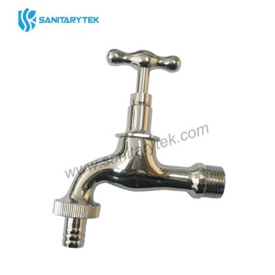 Polished Brass Bibcock with hose union, chrome plated