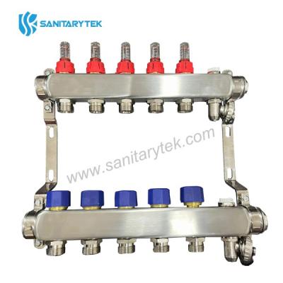 Pre-assembled stainless steel manifold with flowmeters, air vent and drain cock