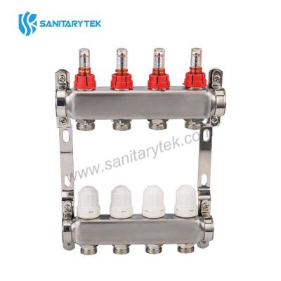 Pre-assembled stainless steel manifolds with flowmeters and thermostatic screws