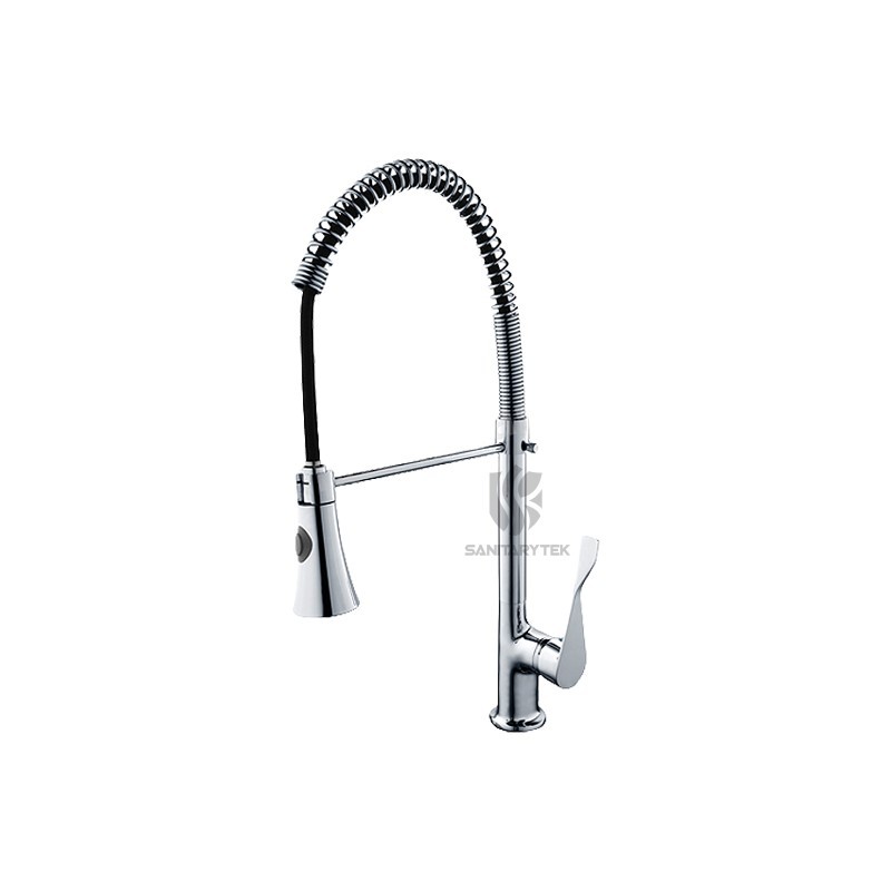 Pull down spray kitchen faucet