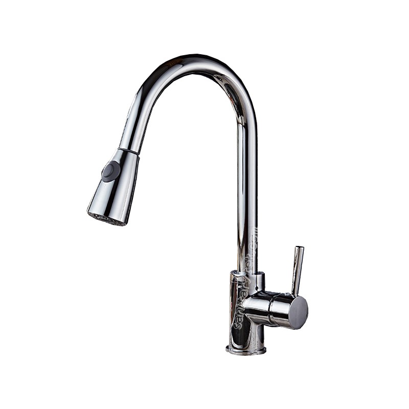 Pull out spray kitchen sink faucet chrome finish