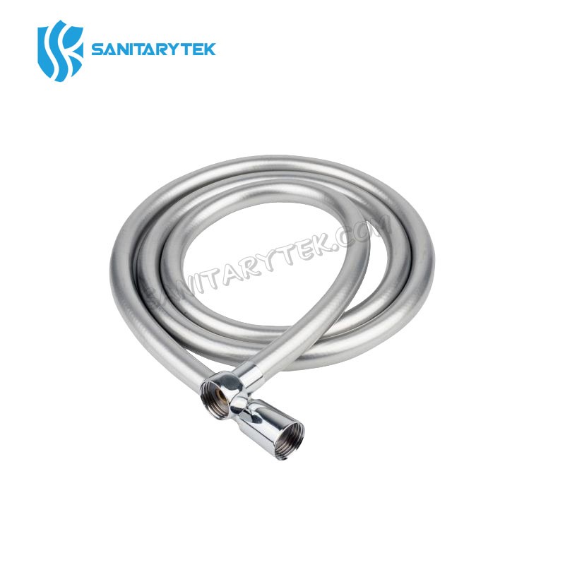 Premium flexible PVC shower hose in silver black and white - Image 2