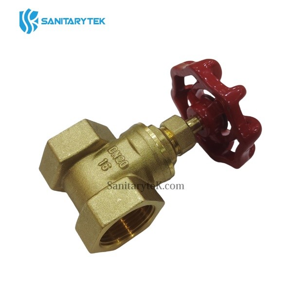Red handwheel brass gate valve - Runner Valve - Image 2