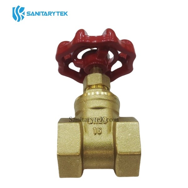 Red handwheel brass gate valve - Runner Valve - Image 3
