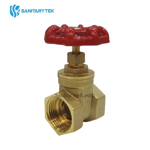 Red handwheel brass gate valve - Runner Valve - Image 4