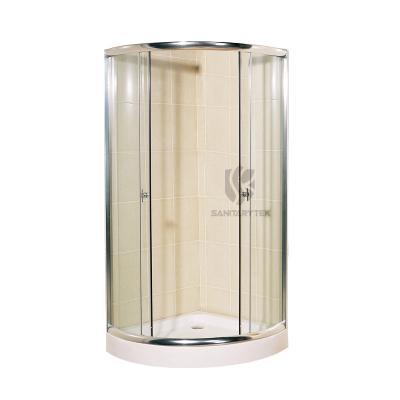 Round-circular shower enclosure with shower tray
