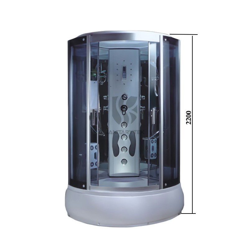 Rounded shower cabin double sliding shower stall with tray - Image 2