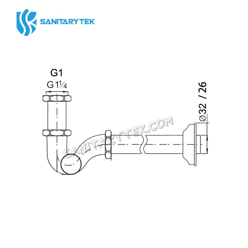 S-Siphon with chrome brass side cap
