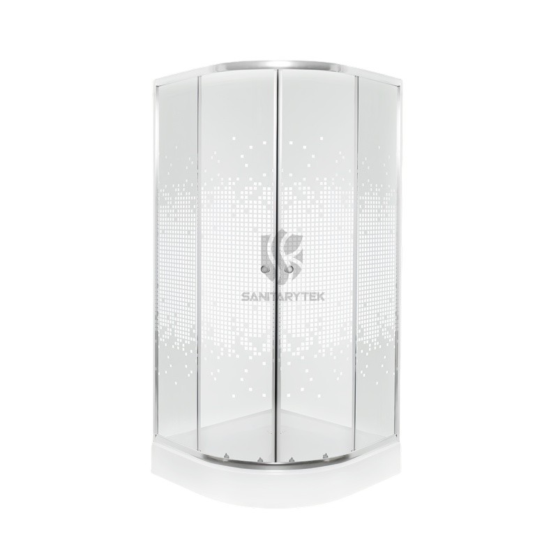 Sector shower enclosure with shower tray – Mosaic (black frame) - Image 2