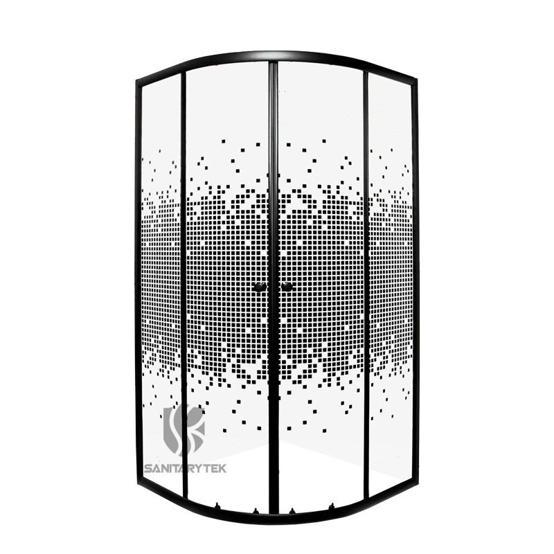 Sector shower enclosure with shower tray – Mosaic (black frame)