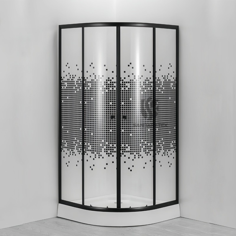 Sector shower enclosure with shower tray – Mosaic (black frame)
