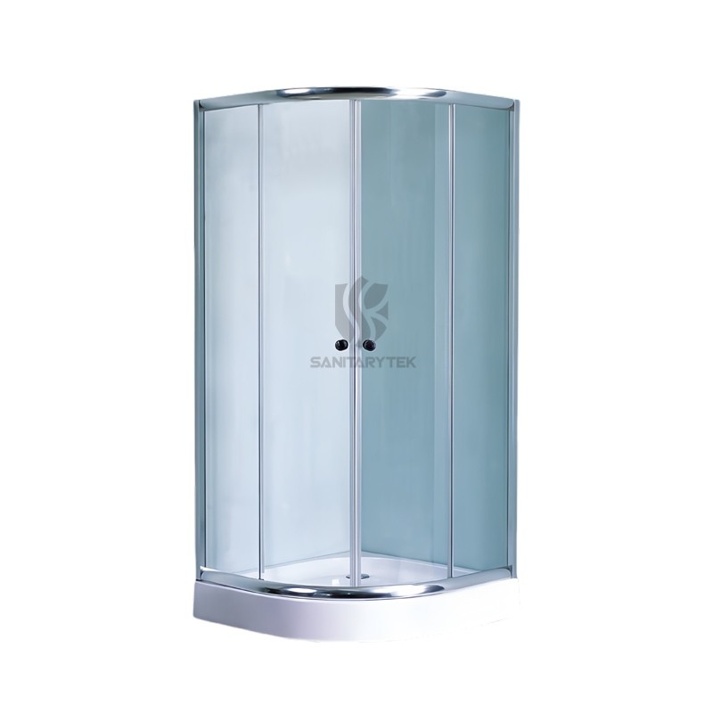 Semi-circular shower enclosure with shower tray