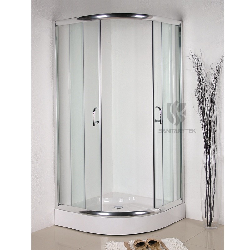 Semi-circular shower enclosure with shower tray