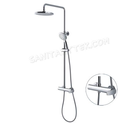 Chrome shower column with shower faucet