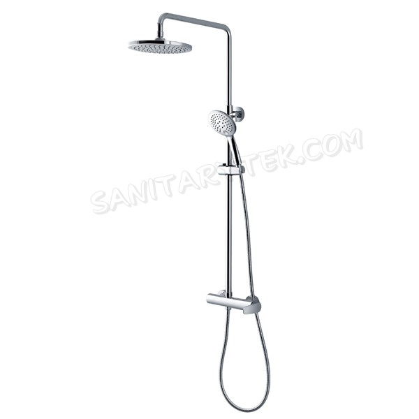 Chrome shower column with shower faucet