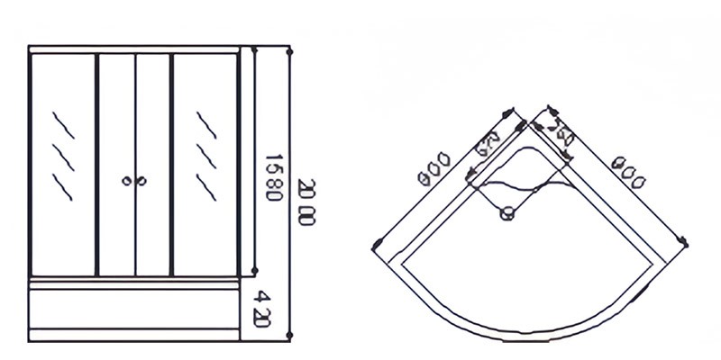 Shower enclsoure, semi-circular, high shower tray - Image 3