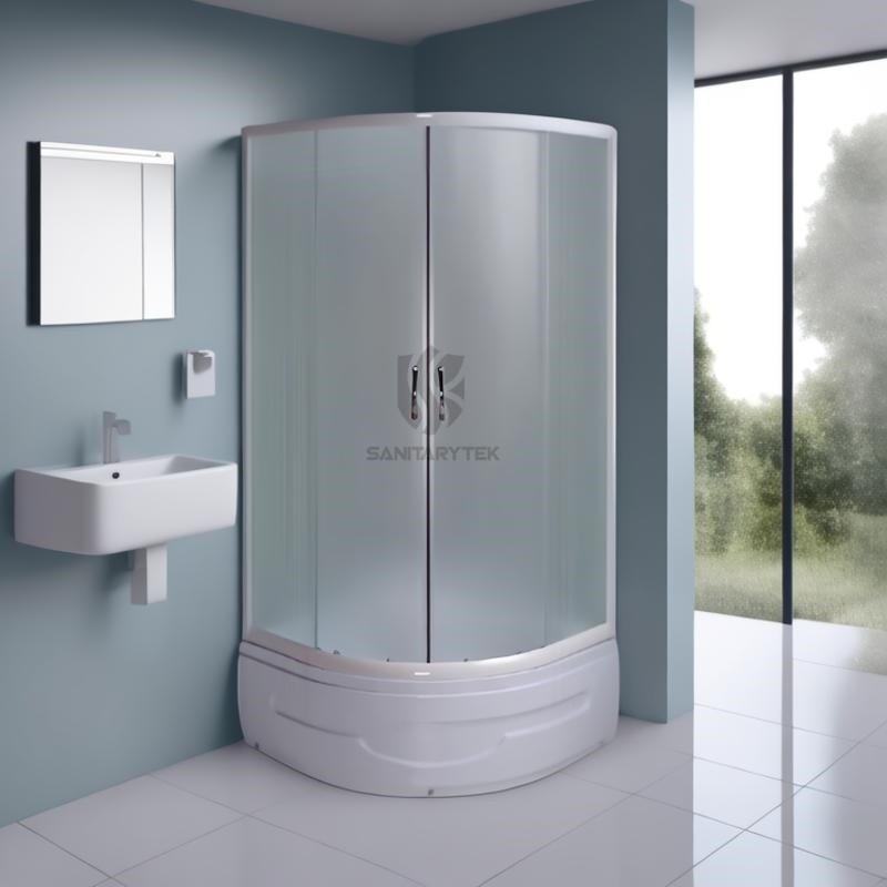 Shower enclsoure with tray fabric glass