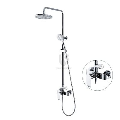 Shower faucet with overhead and hand shower