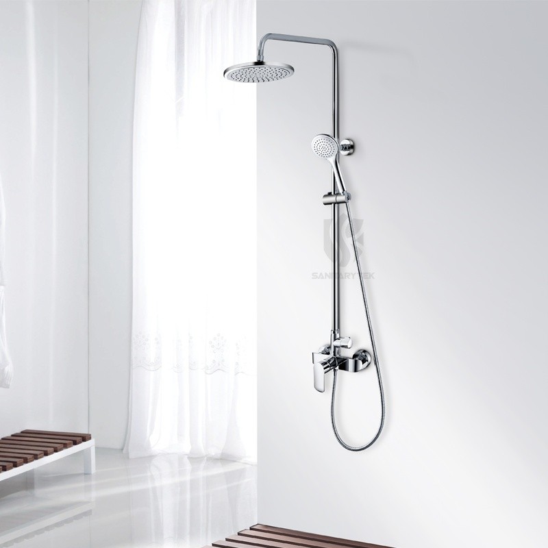 Shower faucet with overhead and hand shower