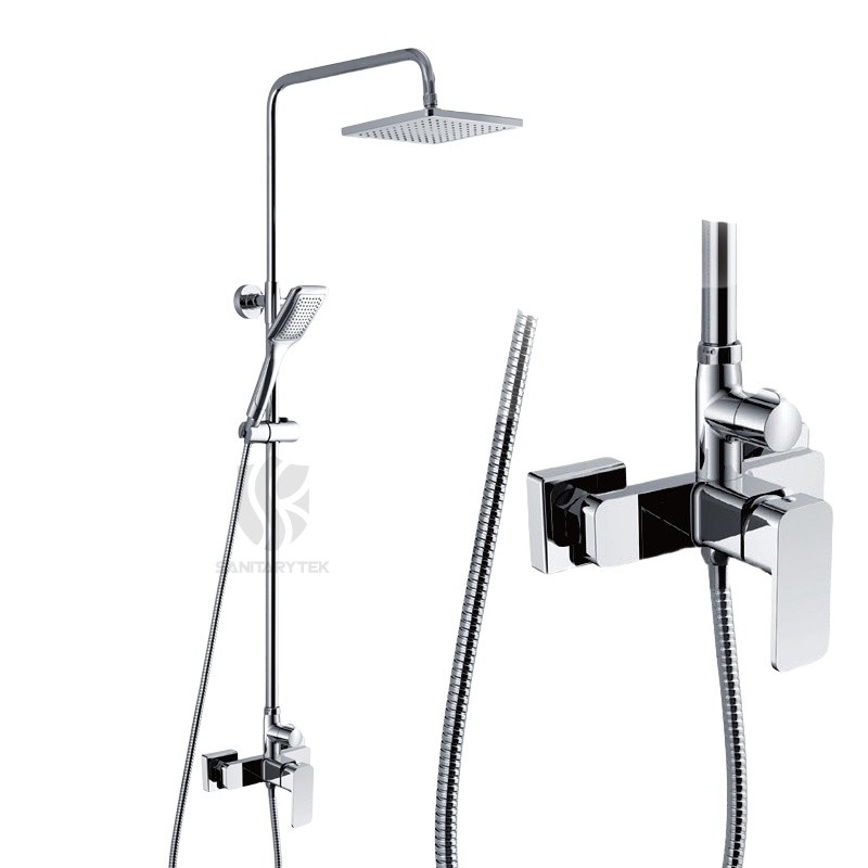 Shower lever mixer with head and hand shower