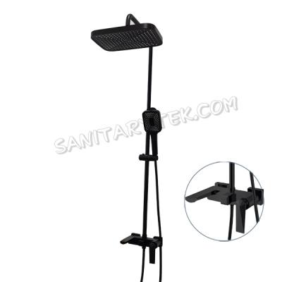 Matte black shower system with shower head