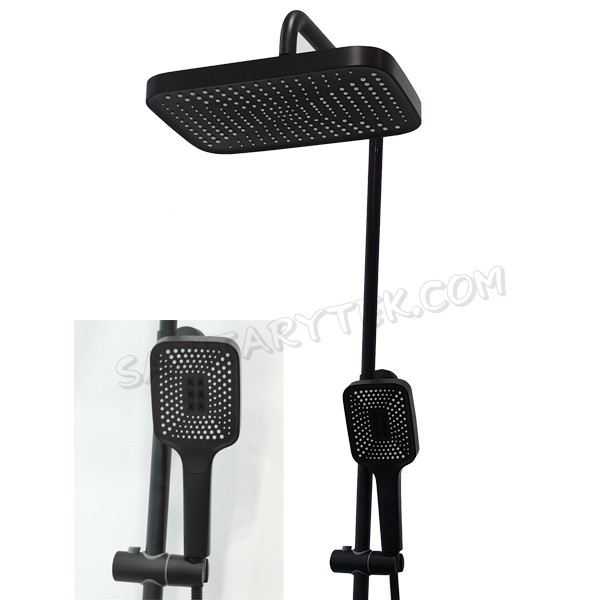 Matte black shower system with shower head