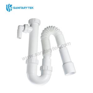 Single bowl pipe trap with nozzle, without sink waste + flexible pipe with Ø40/50 mm outlet