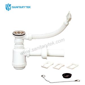 Single bowl sink bottle trap with rectangular overflow, sink waste and Ø40 mm outlet