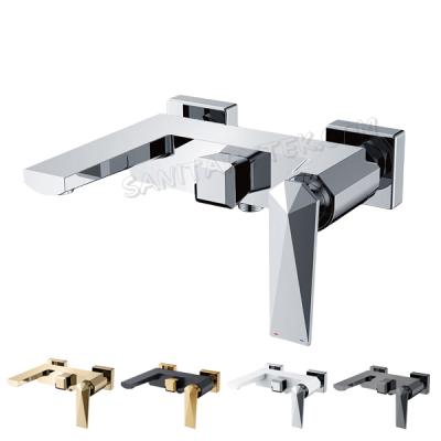 Single handle wall mount bath and shower mixer bathtub faucet