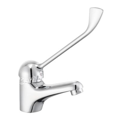 Single lever basin mixer with clinical lever