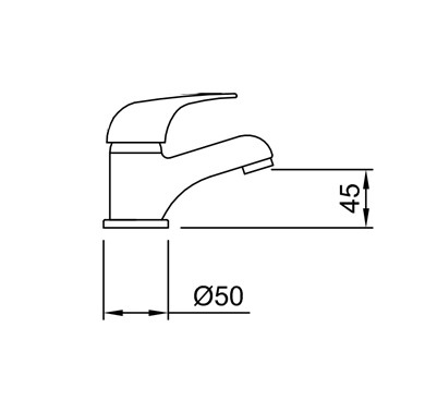 Single lever basin mixer, without pop up waste