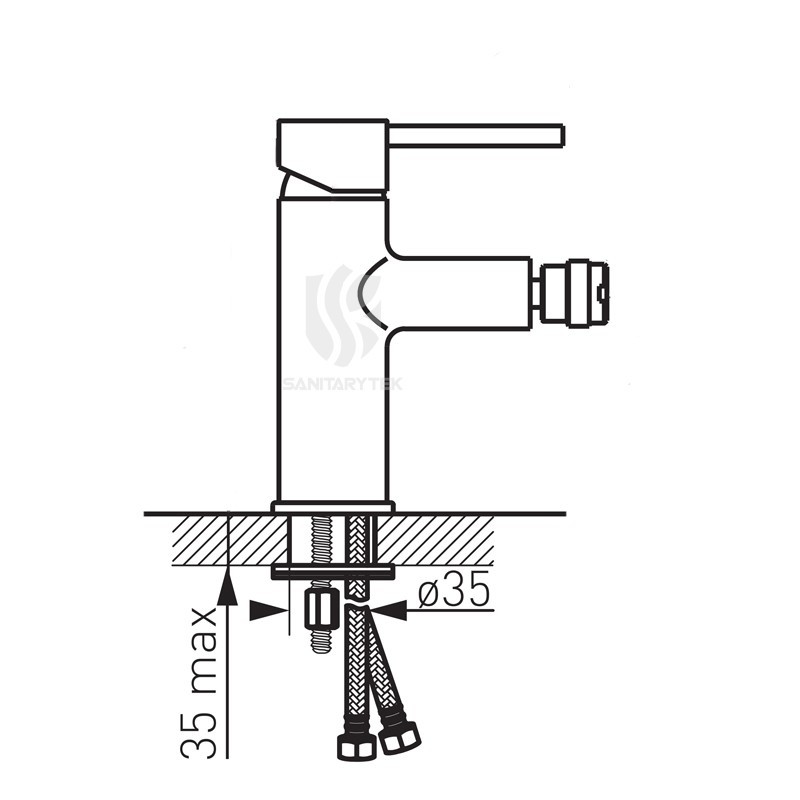 Single lever bidet mixer in chrome brass