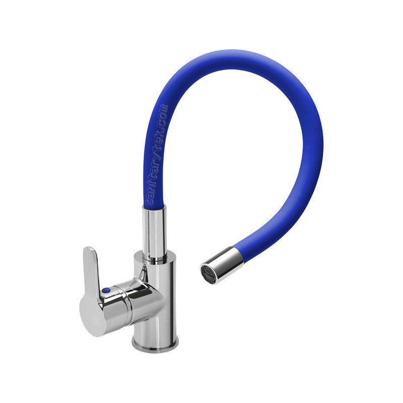 Single lever sink mixer brass faucet with flexible silicone spout