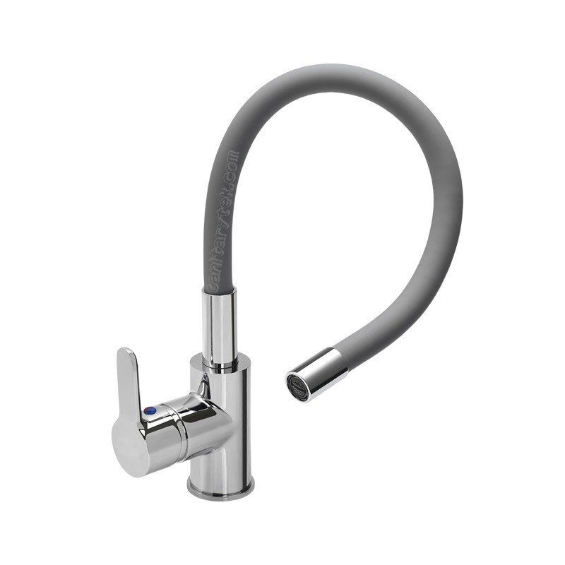 Single lever sink mixer brass faucet with flexible silicone spout