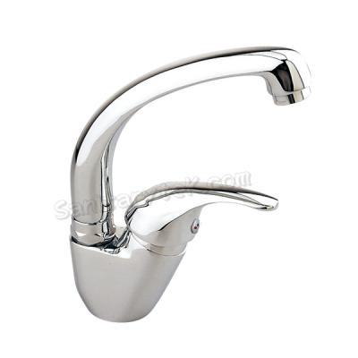 Single lever sink mixer deck mounted with swivel spout