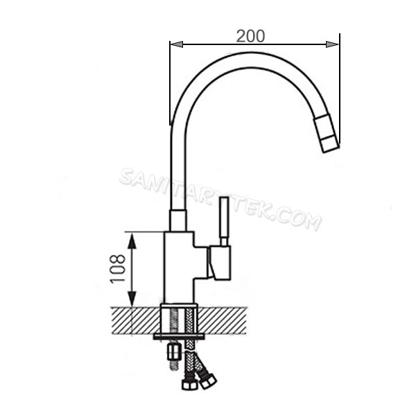 Single lever sink mixer with flexible spout, all black - Image 3
