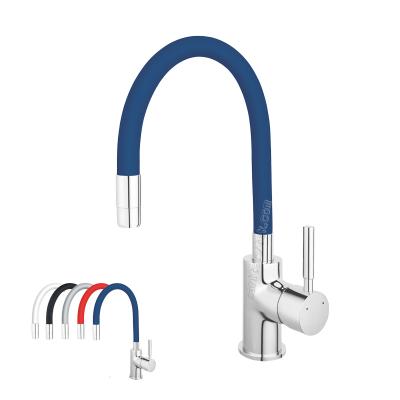 Single lever sink mixer with flexible spout
