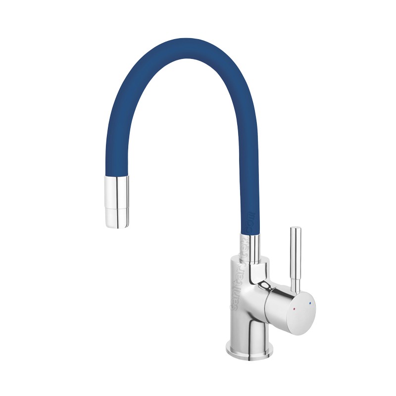 Single lever sink mixer with flexible spout